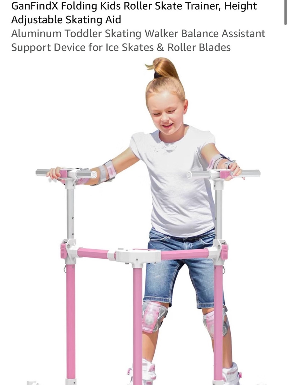 Pink Adjustable Kids Roller Skate Trainer